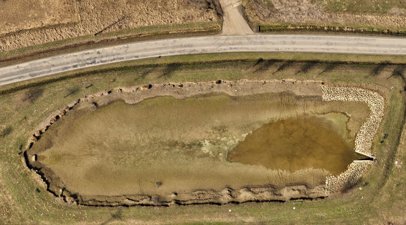 Ortofotomapa vypuštěného rybníka Troubky-Zdislavice