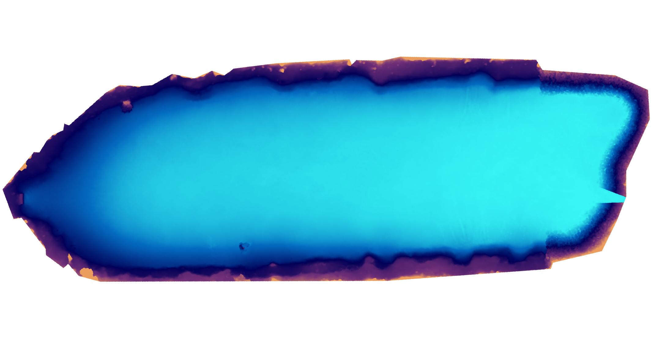 Mapa sedimentace rybníka Troubky-Zdislavice s vyznačením mocnosti sedimentu